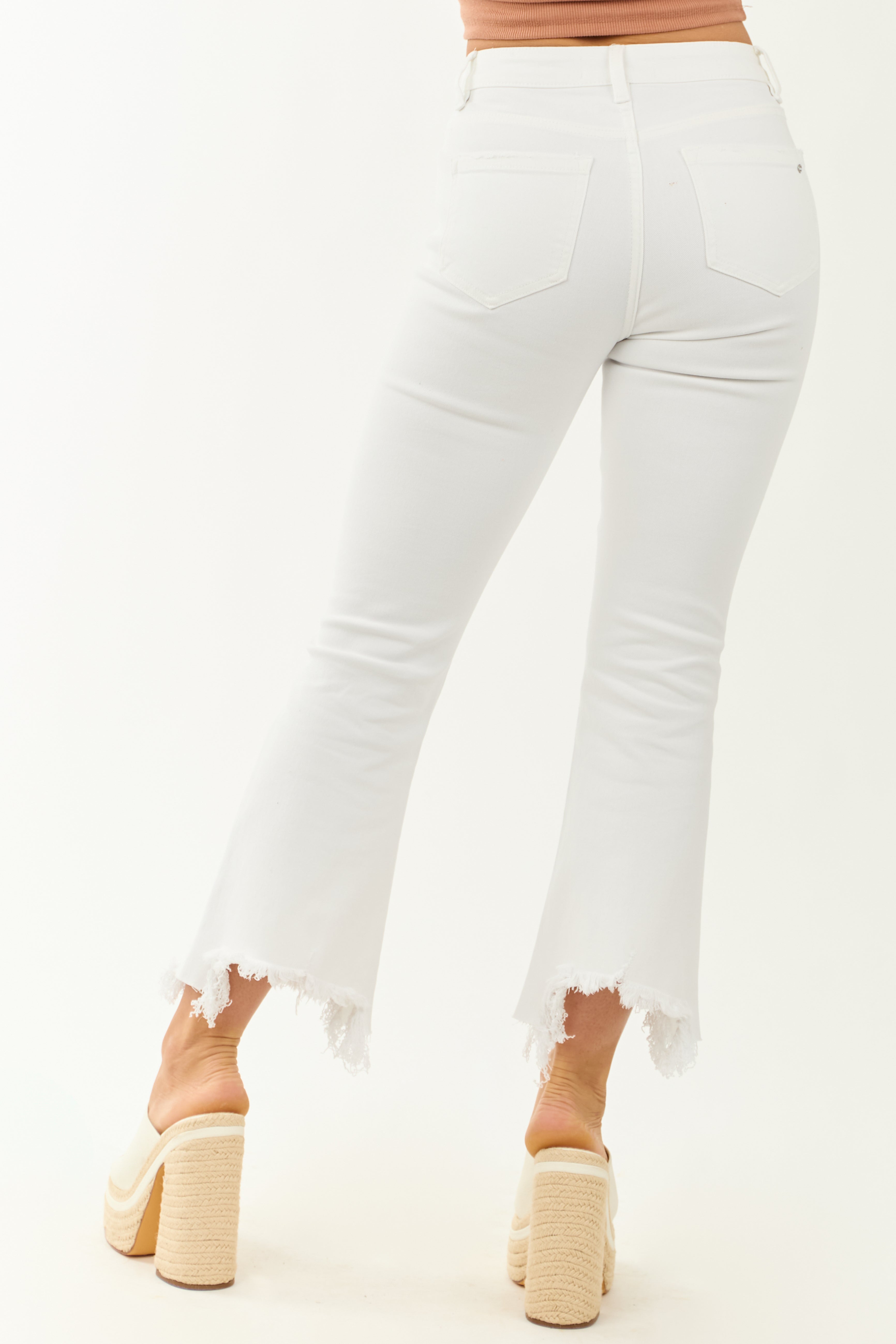 Mica Denim Off White Stretchy Crop Flare Jeans