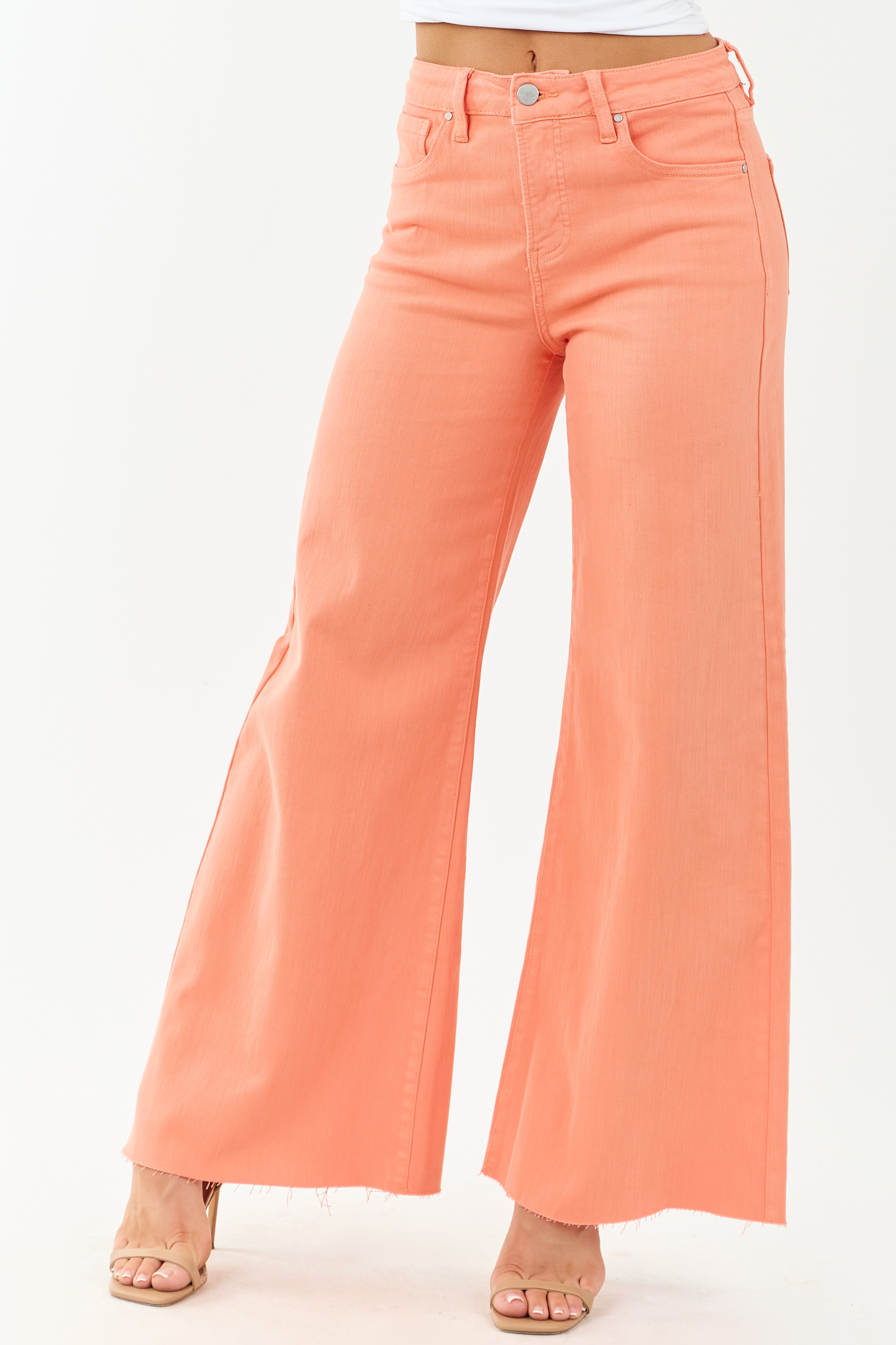 Risen Peach Tummy Control Stretchy Palazzo Jeans