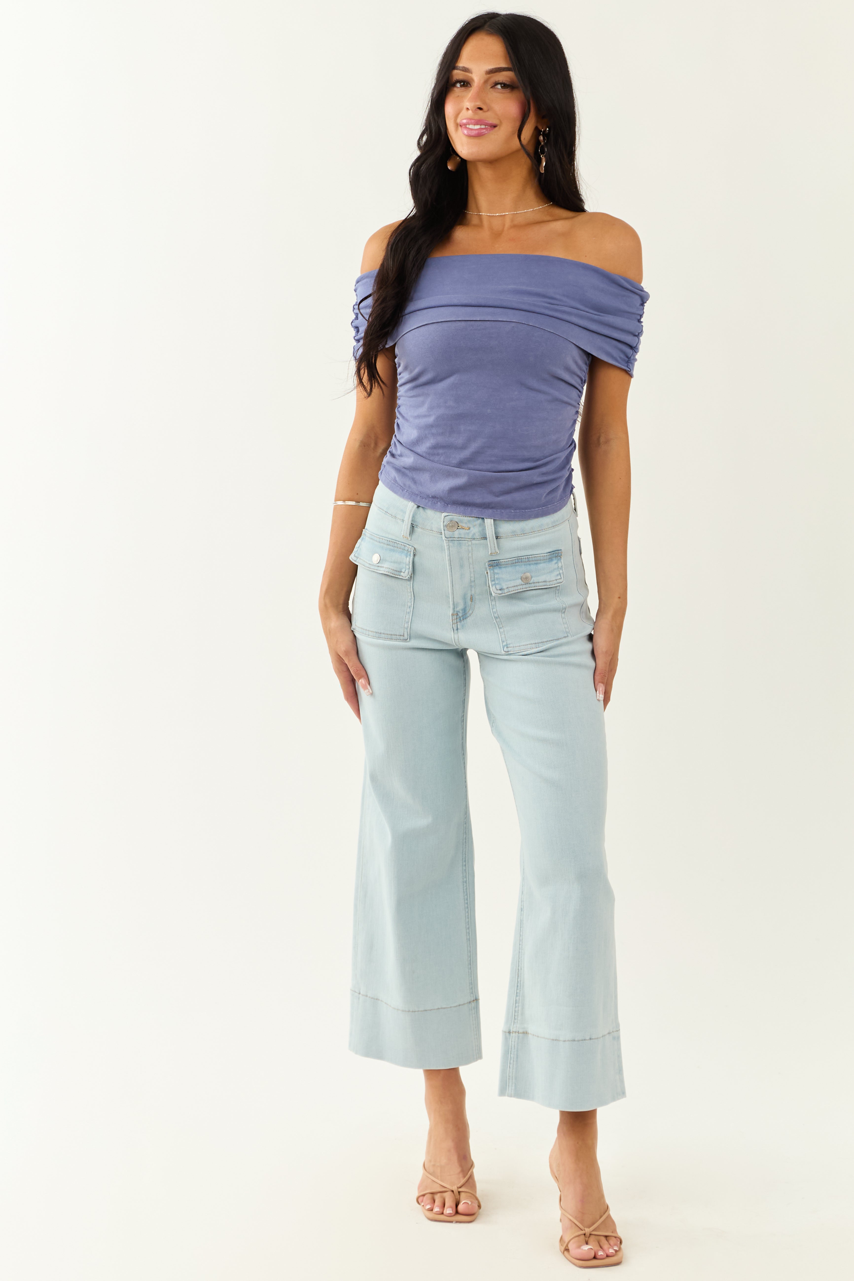 Mica Denim Light Wash Wide Leg Stretchy Jeans