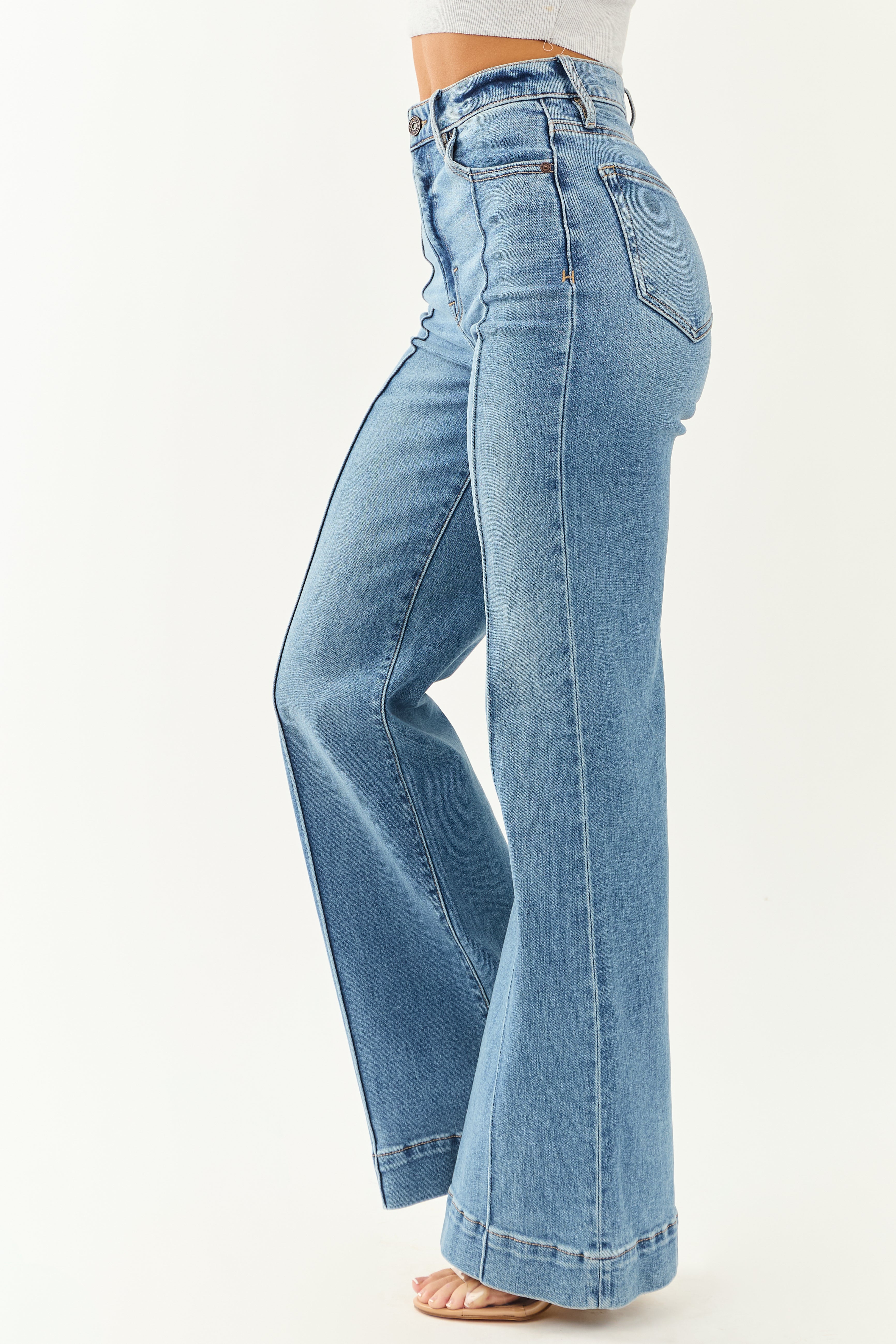 Hidden Medium Wash Bootcut High Rise Stretchy Jeans
