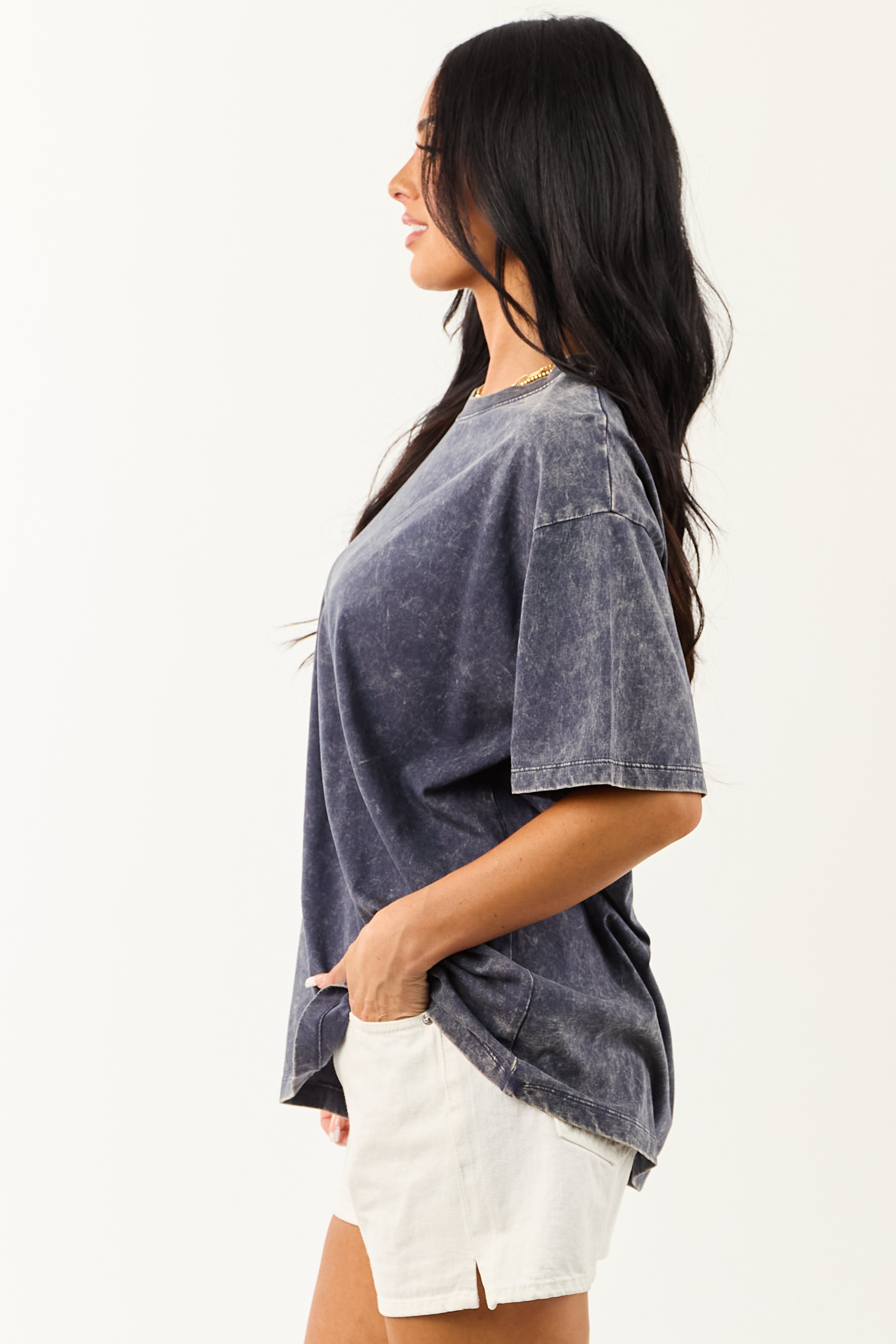 Spruce Acid Wash Relaxed Cotton Short Sleeve Top