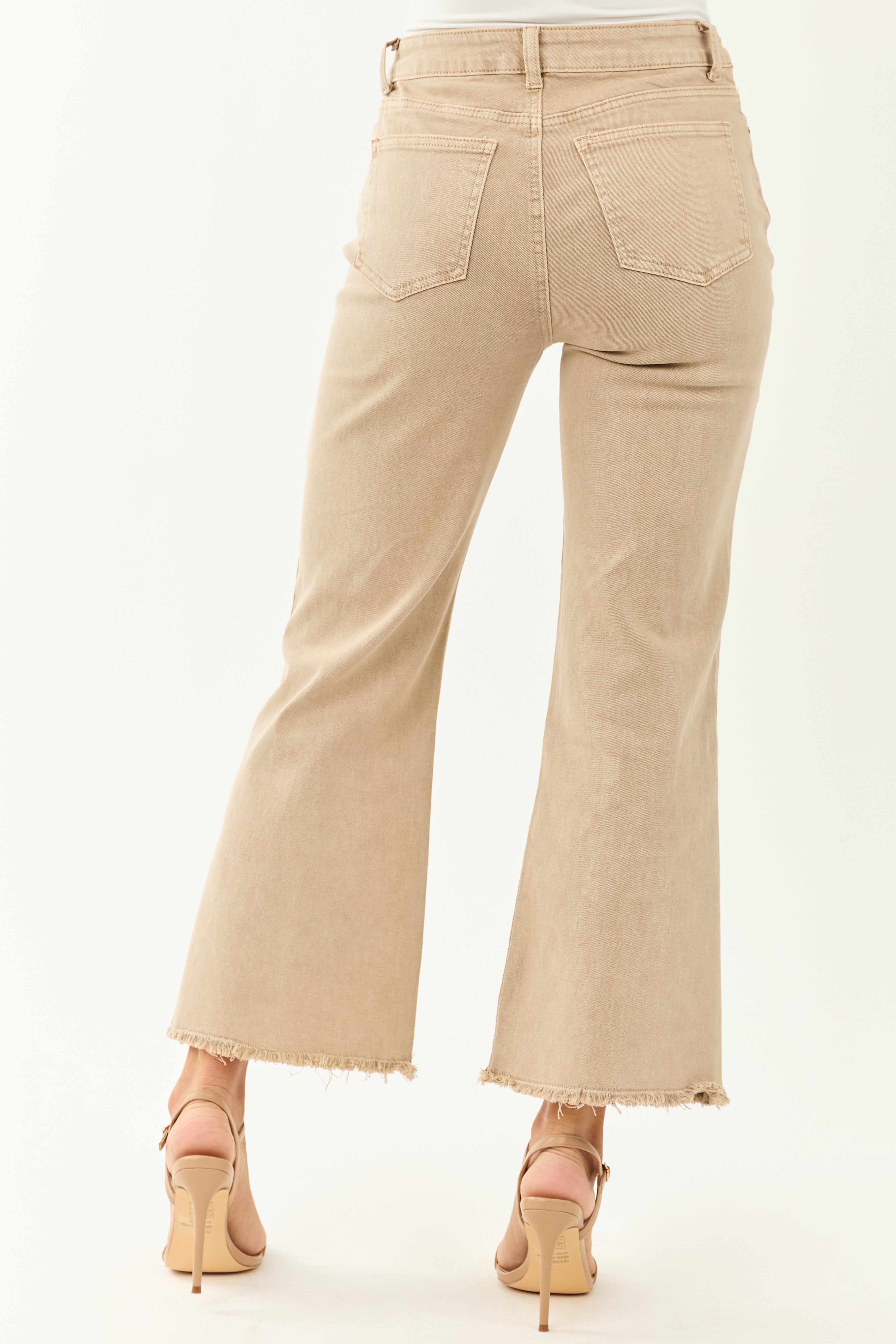 Beige Stretchy Acid Wash Bootcut Jeans