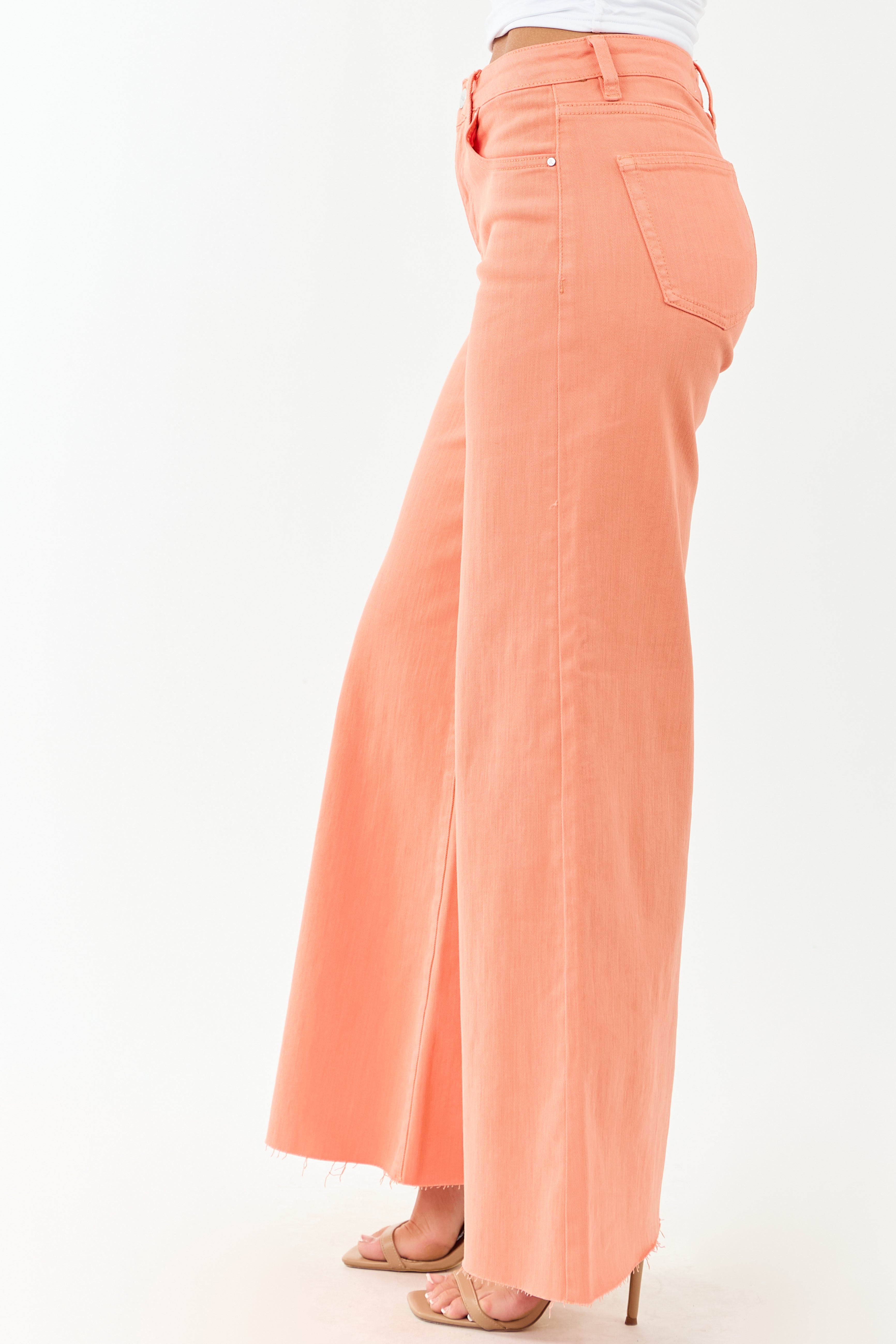 Risen Peach Tummy Control Stretchy Palazzo Jeans