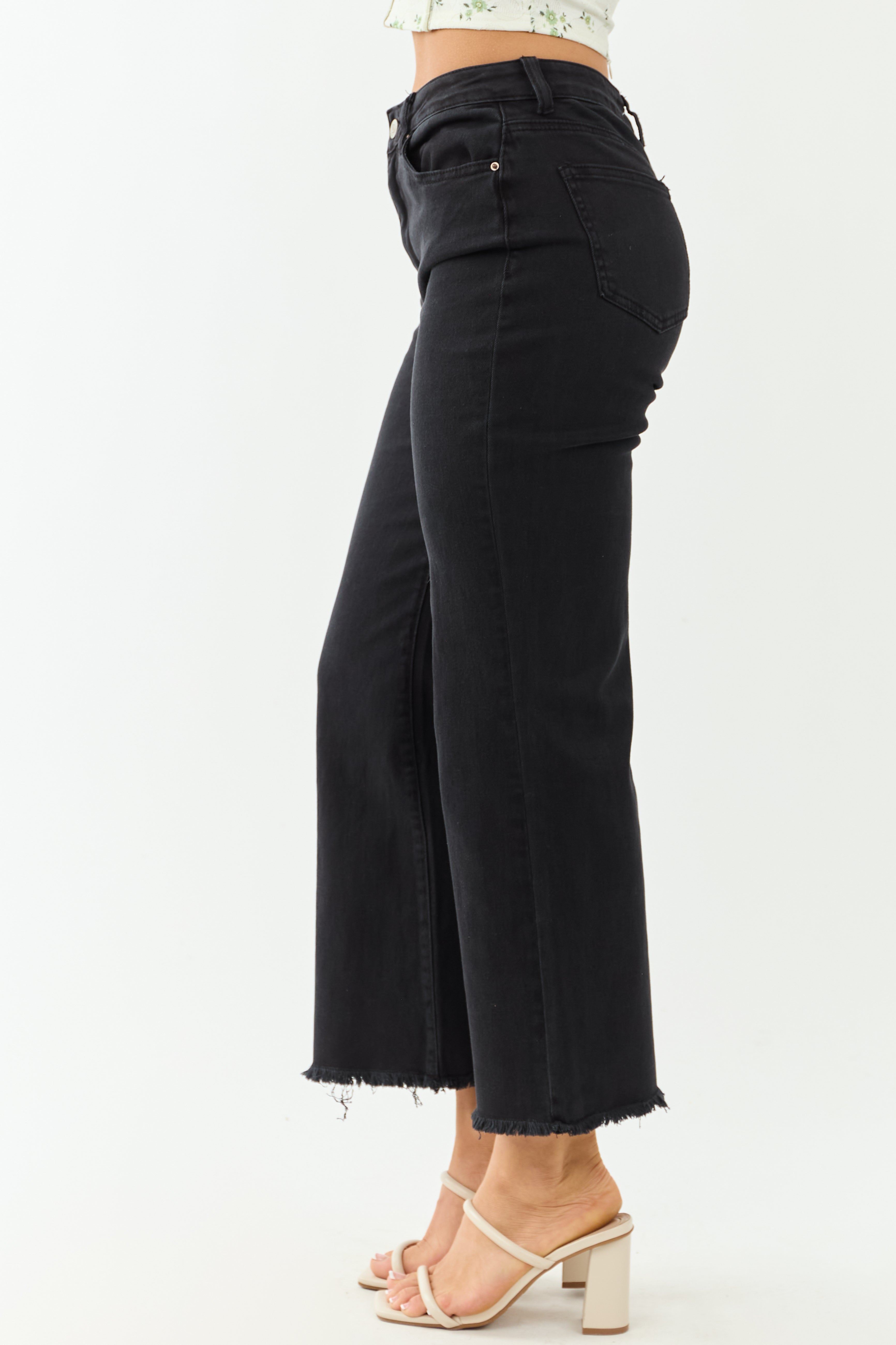 Black Stretchy Acid Wash Bootcut Jeans